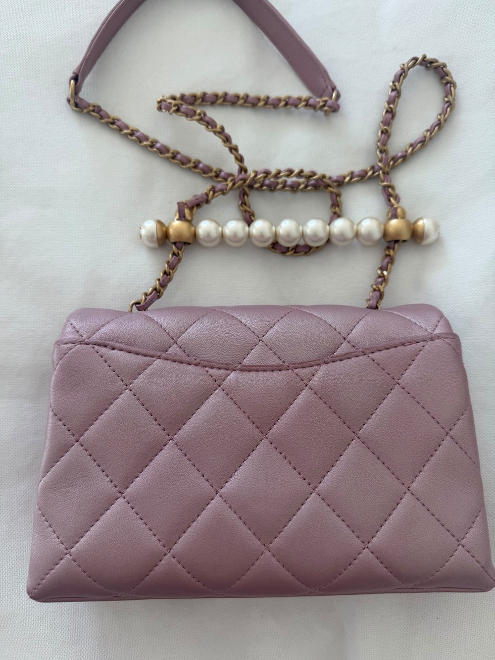 CHANEL Quilted Mini Flap Bag in Dusty Lavender with Gold Hardware - Picture 5 of 15